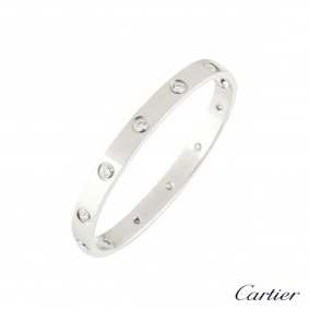 Cartier White Gold Full Diamond Love Bracelet Size 17 B6040717 Cartier White Gold Full Diamond Love Bracelet Size 17 B6040717